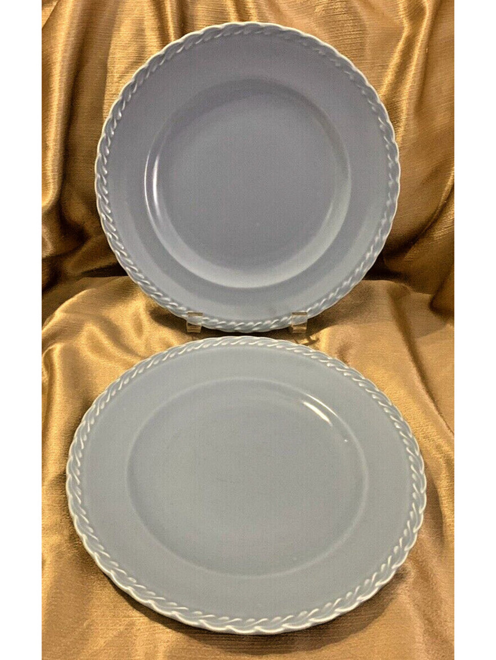 Metlox NATIVE CALIFORNIA BLUE Dinner Plates 10" Vernon Ware 2pc VTG Poppytrail